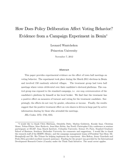How Does Policy Deliberation Affect Voting
