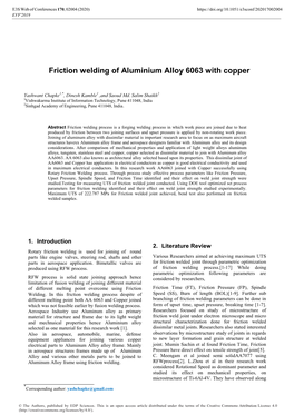 Friction Welding of Aluminium Alloy 6063 with Copper