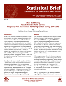 Infant Bed Sharing Results from the North Carolina Pregnancy Risk Assessment Monitoring System Survey, 2009–2010 by Kathleen Jones-Vessey, Matt Avery, Fatma Simsek