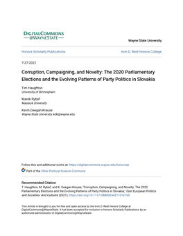 Corruption, Campaigning, and Novelty: the 2020 Parliamentary Elections and the Evolving Patterns of Party Politics in Slovakia