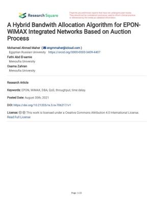 Wimax Integrated Networks Based on Auction Process