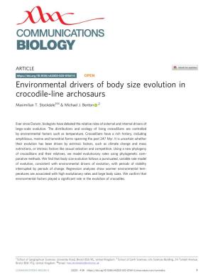 Environmental Drivers of Body Size Evolution in Crocodile-Line Archosaurs ✉ Maximilian T