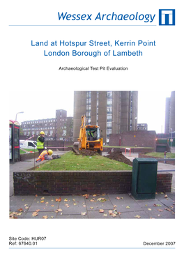 Land at Hotspur Street, Kerrin Point London Borough of Lambeth