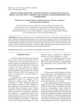 Phuket Mar. Biol. Cent. Res. Bull.77: 1–8 (2020) DOI: 10.14456/Pmbcrb.2020.1