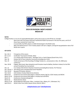2019-20 Division I Men's Hockey Media