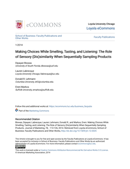 Making Choices While Smelling, Tasting, and Listening: the Role of Sensory (Dis)Similarity When Sequentially Sampling Products