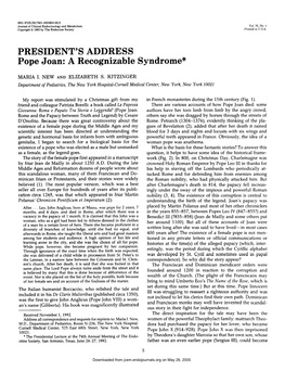 PRESIDENT's ADDRESS Pope Joan: a Recognizable Syndrome*