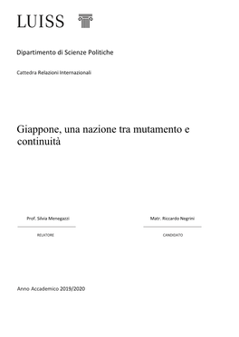 Giappone, Una Nazione Tra Mutamento E Continuità