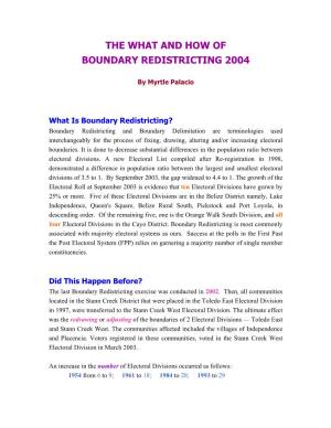 The What and How of Boundary Redistricting 2004