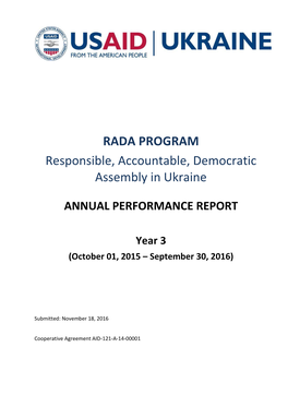 RADA PROGRAM Responsible, Accountable, Democratic Assembly in Ukraine