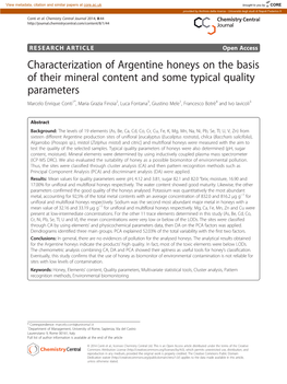 Characterization of Argentine Honeys on the Basis of Their Mineral Content