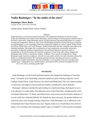 Nadia Boulanger: “In the Midst of the Stars”