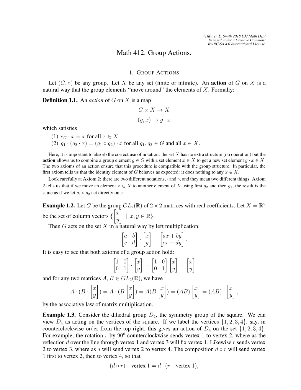 Math 412. Group Actions