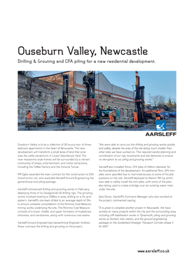 Ouseburn Valley, Newcastle Drilling & Grouting and CFA Piling for a New Residential Development