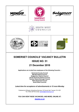 Somerset Councils' Vacancy Bulletin Issue No: 51 21