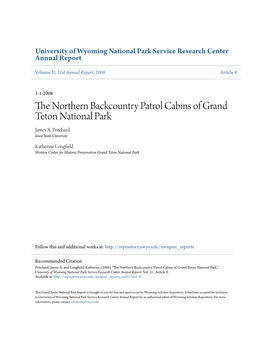 The Northern Backcountry Patrol Cabins of Grand Teton National Park +