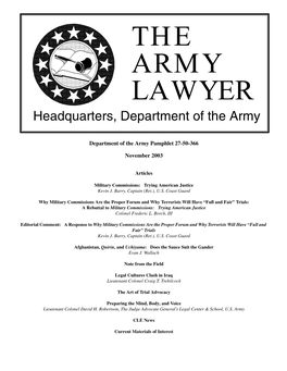 THE ARMY LAWYER Headquarters, Department of the Army