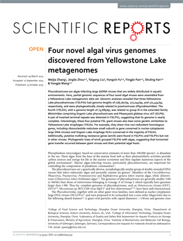 Four Novel Algal Virus Genomes Discovered from Yellowstone Lake