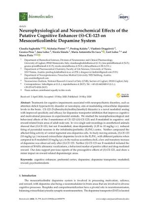 CE-123 on Mesocorticolimbic Dopamine System