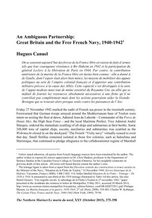 An Ambiguous Partnership: Great Britain and the Free French Navy, 1940-19421