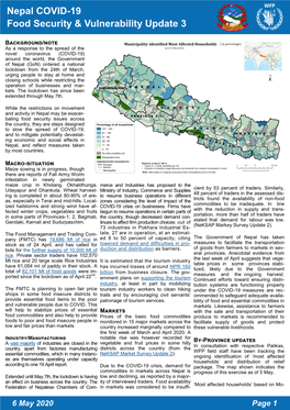 Nepal COVID-19 Food Security & Vulnerability Update 3