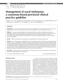 Management of Uveal Melanoma: a Consensus-Based Provincial Clinical Practice Guideline