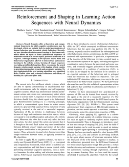 Reinforcement and Shaping in Learning Action Sequences with Neural Dynamics