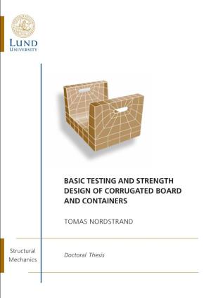 Basic Testing and Strength Design of Corrugated Board and Containers