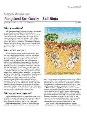 Rangeland Soil Quality—Soil Biota