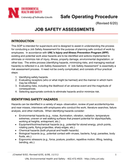 Job Safety Assessments