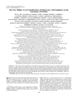 The New Higher Level Classification of Eukaryotes with Emphasis on the Taxonomy of Protists