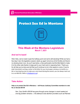 This Week at the Montana Legislature March 7, 2021