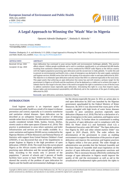 A Legal Approach to Winning the 'Wash' War in Nigeria