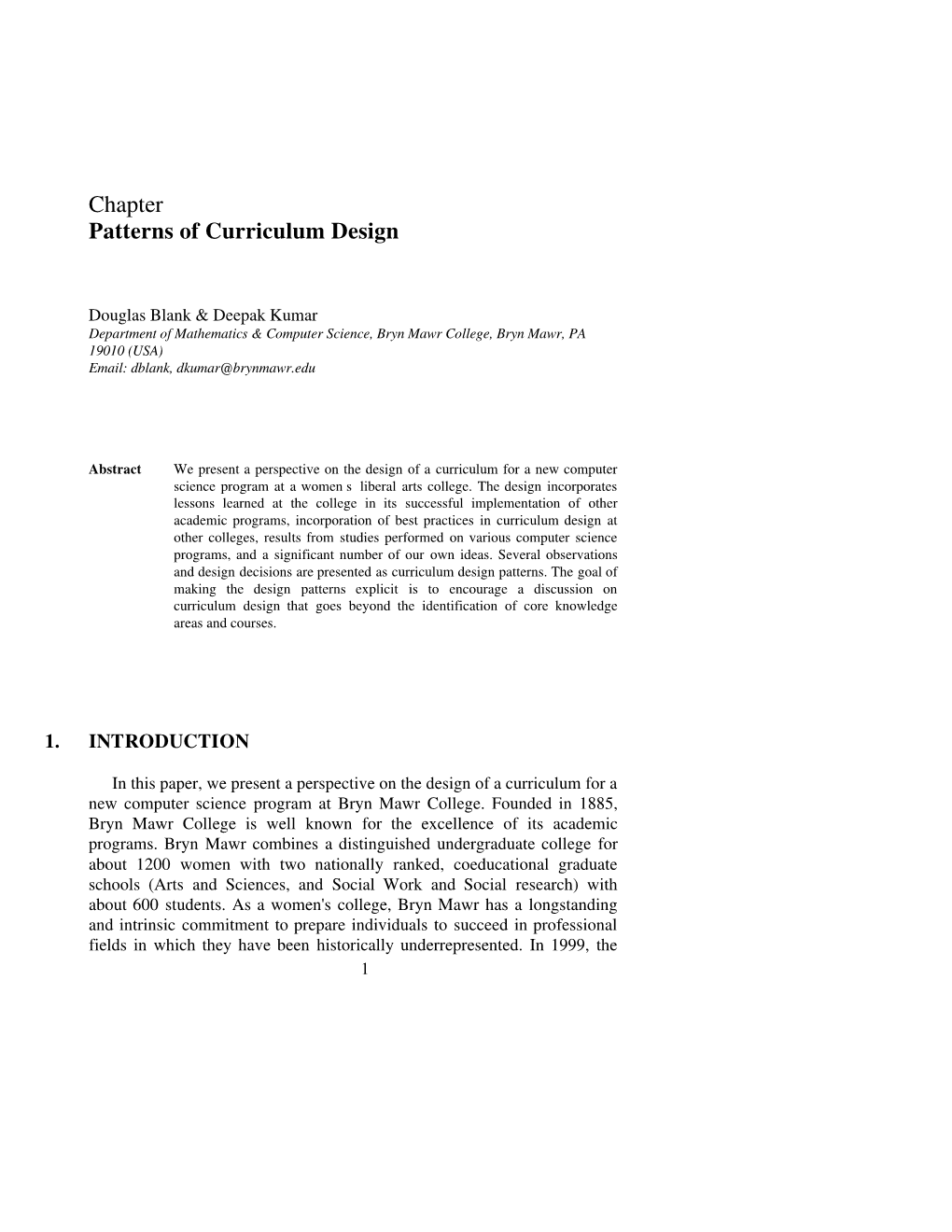Chapter Patterns of Curriculum Design