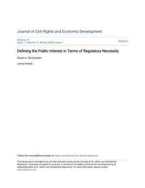 Defining the Public Interest in Terms of Regulatory Necessity