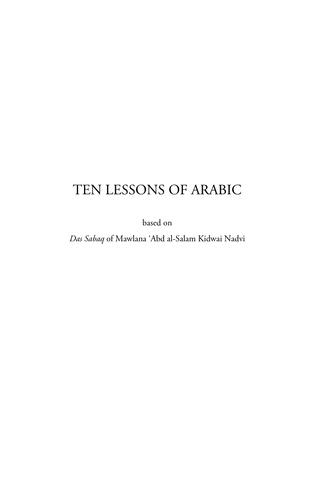 Ten Lessons of Arabic