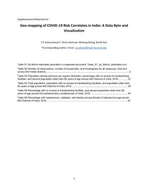 Geo-Mapping of COVID-19 Risk Correlates in India: a Data Byte and Visualization