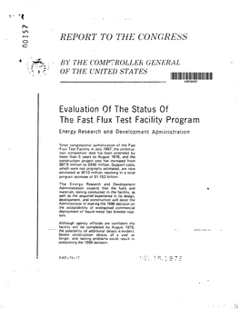 EMD-76-13 Evaluation of the Status of the Fast Flux Test Facility Program