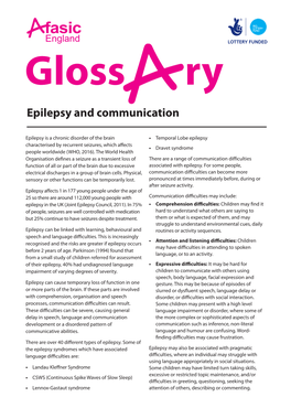 Epilepsy and Communication