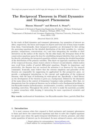 The Reciprocal Theorem in Fluid Dynamics and Transport Phenomena