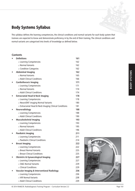 Body Systems Syllabus