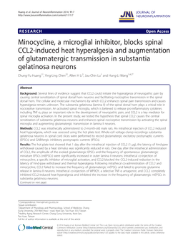 Minocycline, a Microglial Inhibitor, Blocks Spinal CCL2-Induced Heat