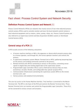Fact Sheet: Process Control System and Network Security