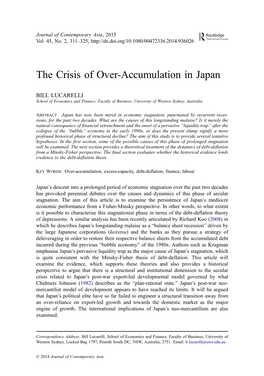 The Crisis of Over-Accumulation in Japan