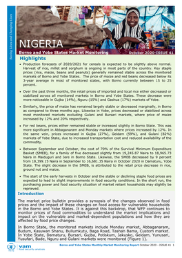 NIGERIA Borno and Yobe States Market Monitoring October 2020-ISSUE 41