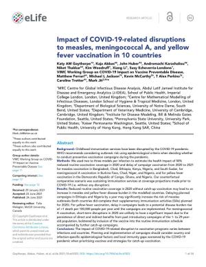 Impact of COVID-19-Related Disruptions to Measles