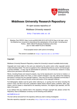 Middlesex University Research Repository an Open Access Repository Of