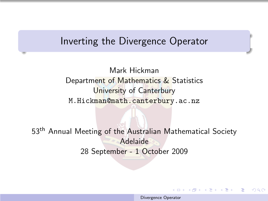 Inverting the Divergence Operator