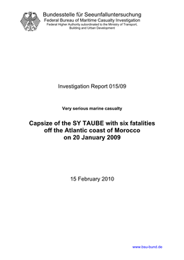 Investigation Report 015/09