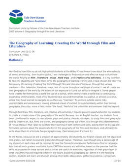 The Geography of Learning: Creating the World Through Film and Literature